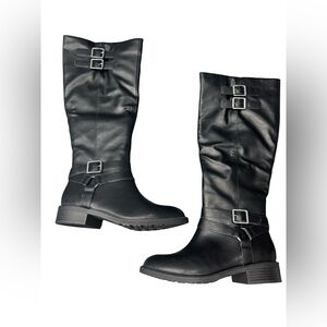 Style & Co Black Over The Knee Boots Silver Buckle Womens 6.5 BNIB